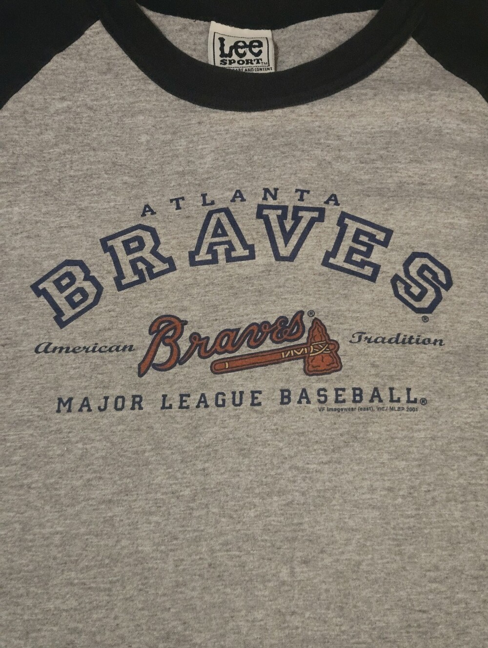 Vintage 2001 Atlanta Braves Lee Sport Raglan Baseball Tee Large MLB